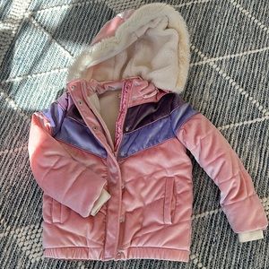 Egg New York girls velvet and fleece coat w hood. Size 10